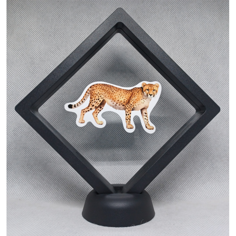 Luipaard staand - Zwarte Display 11x11 met dieren sticker