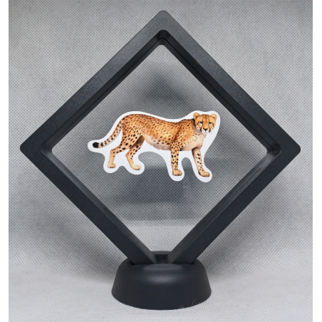 Luipaard staand - Zwarte Display 11x11 met dieren sticker