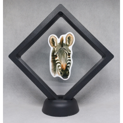 Zebrahoofd - Zwarte Display 11x11 met dieren sticker