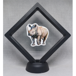 Neushoorn - Zwarte Display 11x11 met dieren sticker