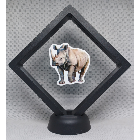 Neushoorn - Zwarte Display 11x11 met dieren sticker