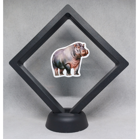 Grote Nijlpaard - Zwarte Display 11x11 met dieren sticker