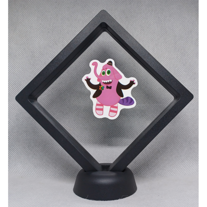 Roze Olifant Bing Bong - Zwarte Display 11x11 met Binnenstebuiten sticker