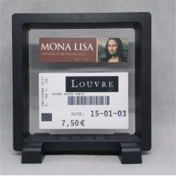 Mona Lisa Louvre - Vierkante Zwarte Display 11x11 met museum sticker