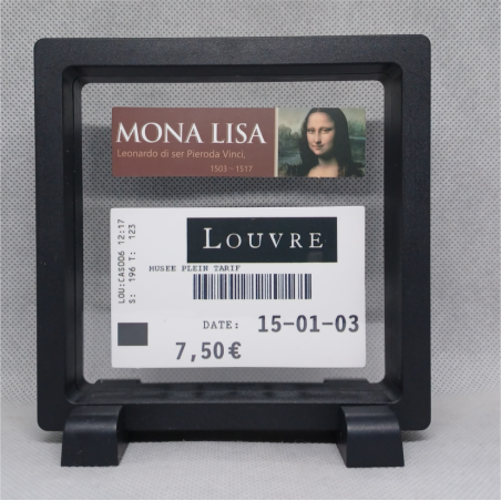 Mona Lisa Louvre - Vierkante Zwarte Display 11x11 met museum sticker