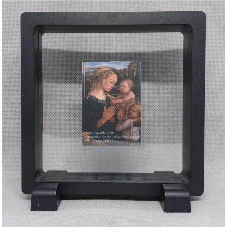 Madonna with child - Vierkante Zwarte Display 11x11 met museum sticker