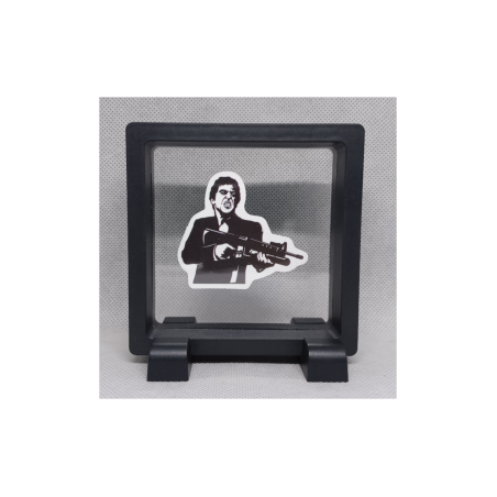 Scarface - Vierkante Zwarte Display 9x9 met gangsters sticker