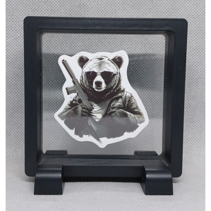 Gangster Panda - Vierkante Zwarte Display 9x9 met gangsters sticker