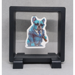 Bulldog Gangster - Vierkante Zwarte Display 9x9 met gangsters sticker