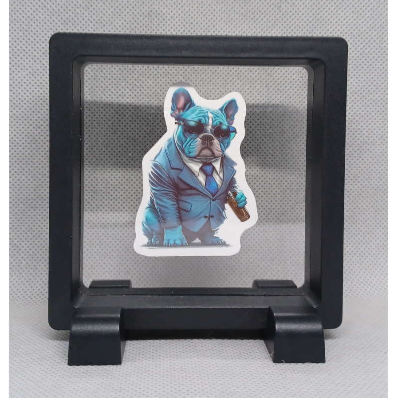 Bulldog Gangster - Vierkante Zwarte Display 9x9 met gangsters sticker