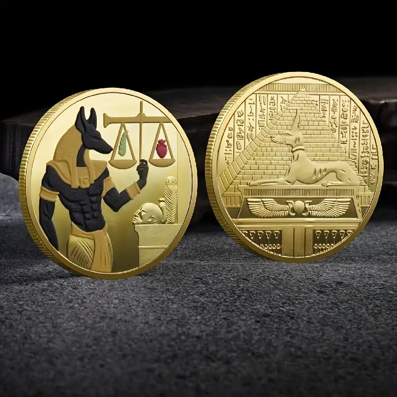 Munt - Gekleurde Anubis - Piramide - Weegschaal - Goud