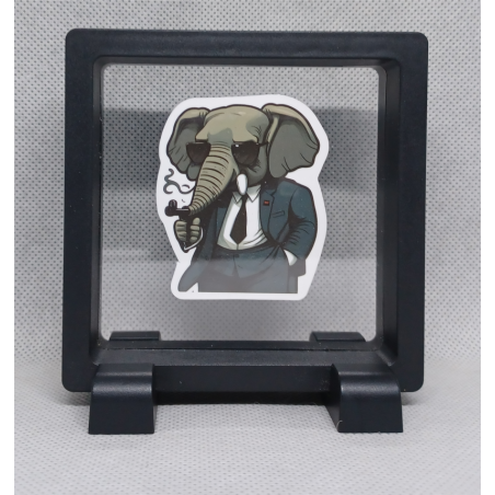 Gangster Olifant - Vierkante Zwarte Display 9x9 met sticker