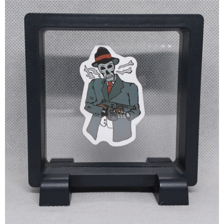 Gangster Face - Vierkante Zwarte Display 9x9 met sticker