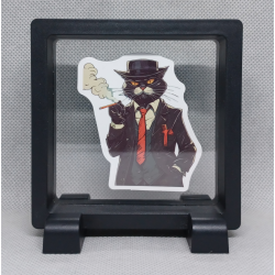 Baas Kat - Vierkante Zwarte Display 9x9 met sticker