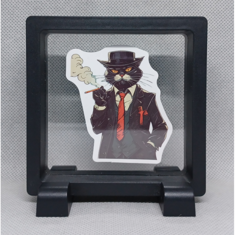 Baas Kat - Vierkante Zwarte Display 9x9 met sticker