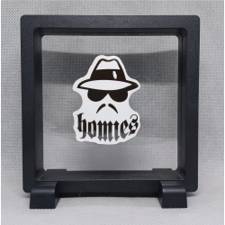 Homies Logo - Vierkante zwarte display 11x11 met homies sticker