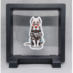 Gevangenis Hond -  Vierkante zwarte display 11x11 met homies sticker