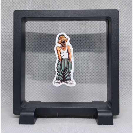 Lachende Homie - Vierkante zwarte display 11x11 met homies sticker