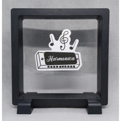 Harmonica - Vierkante zwarte display 11x11 met sticker