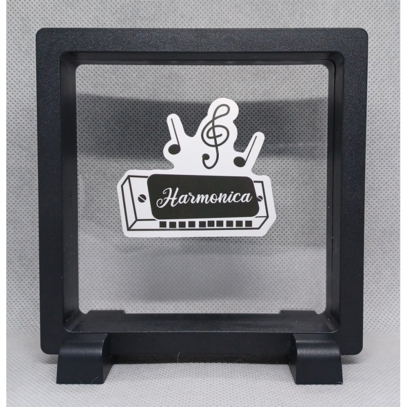 Harmonica - Vierkante zwarte display 11x11 met sticker