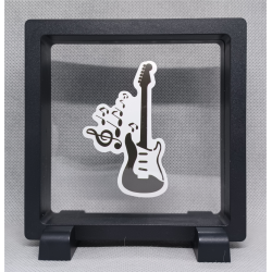 Gitaar - Vierkante zwarte display 11x11 met muziek sticker