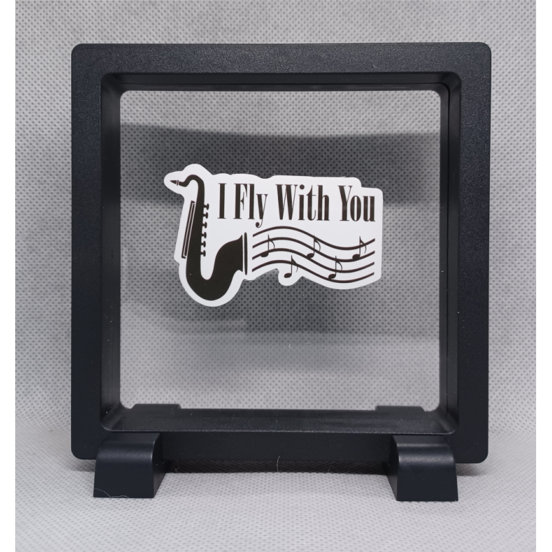 I fly with you - Vierkante zwarte display 11x11 met muziek sticker