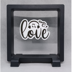 Love - Vierkante zwarte display 11x11 met muziek sticker