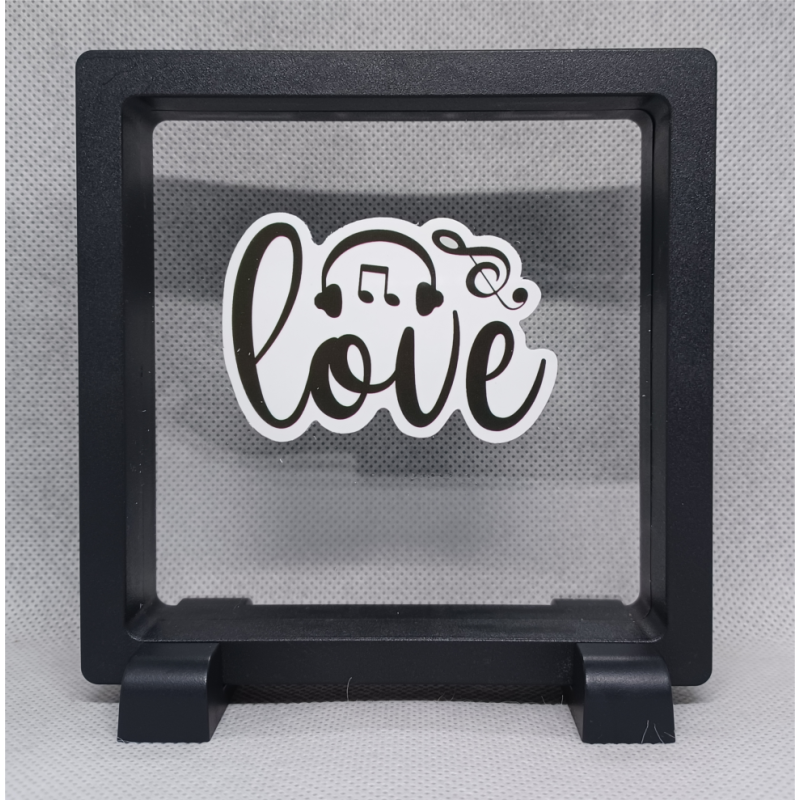 Love - Vierkante zwarte display 11x11 met muziek sticker