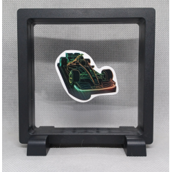 F1 Auto - Vierkante zwarte display 11x11 met neon sticker