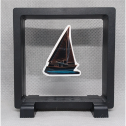 Zeilboot - Vierkante zwarte display 11x11 met neon sticker