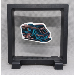 Caravan - Vierkante zwarte display 11x11 met neon sticker