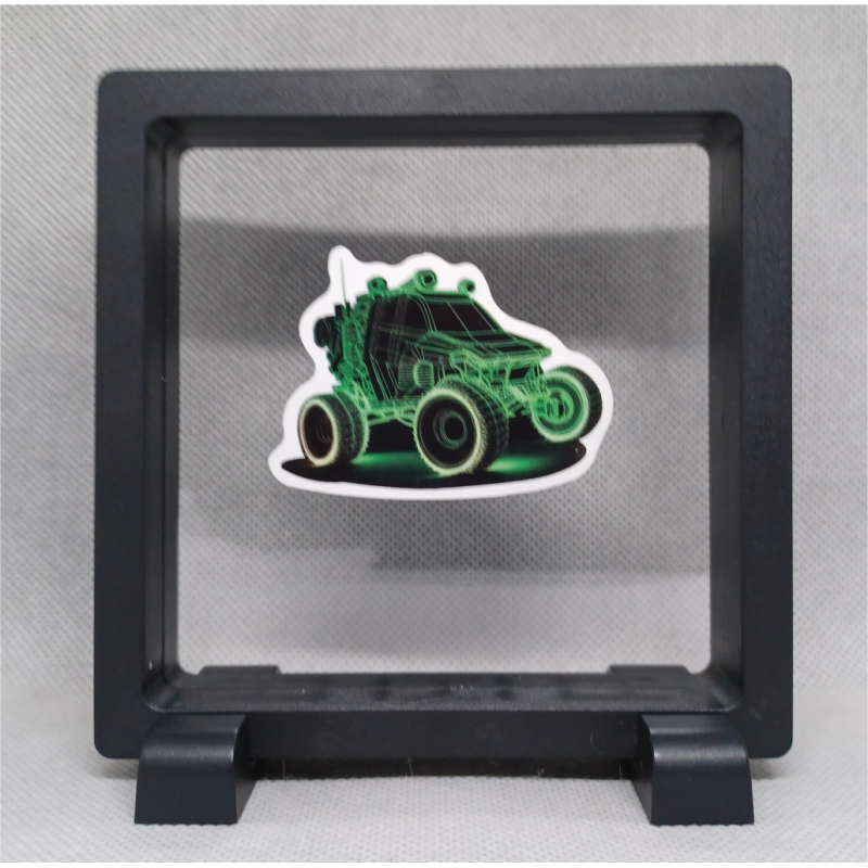 Buggy - Vierkante zwarte display 11x11 met neon sticker