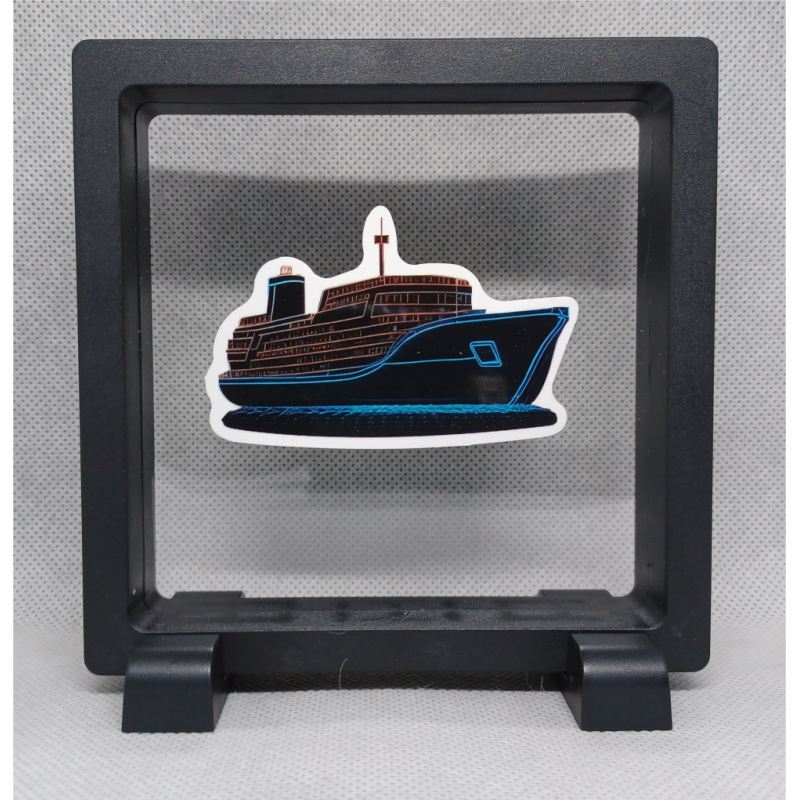 Schip - Vierkante zwarte display 11x11 met neon sticker