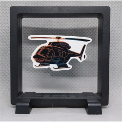 Grote Helikopter - Vierkante zwarte display 11x11 met neon sticker