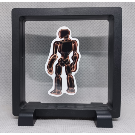 Robot Man - Vierkante zwarte display 11x11 met neon sticker