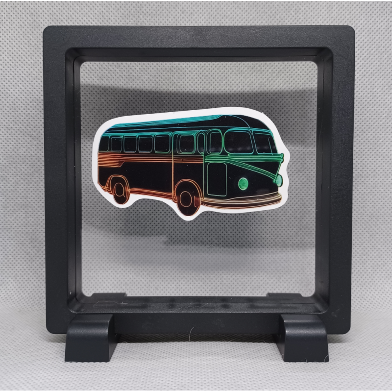 Bus - Vierkante zwarte display 11x11 met neon sticker