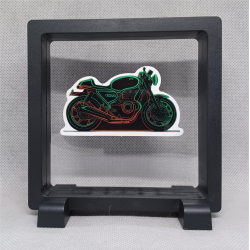 Motor - Vierkante zwarte display 11x11 met neon sticker