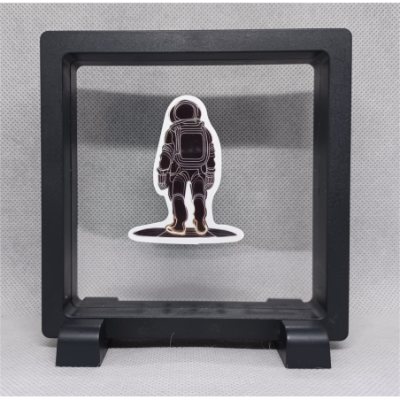 Astronaut - Vierkante zwarte display 11x11 met neon sticker