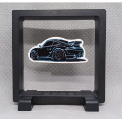 Racewagen - Vierkante zwarte display 11x11 met neon sticker