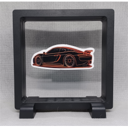 Raceauto - Vierkante zwarte display 11x11 met neon sticker