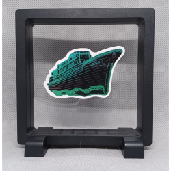 Boot - Vierkante zwarte display 11x11 met neon sticker