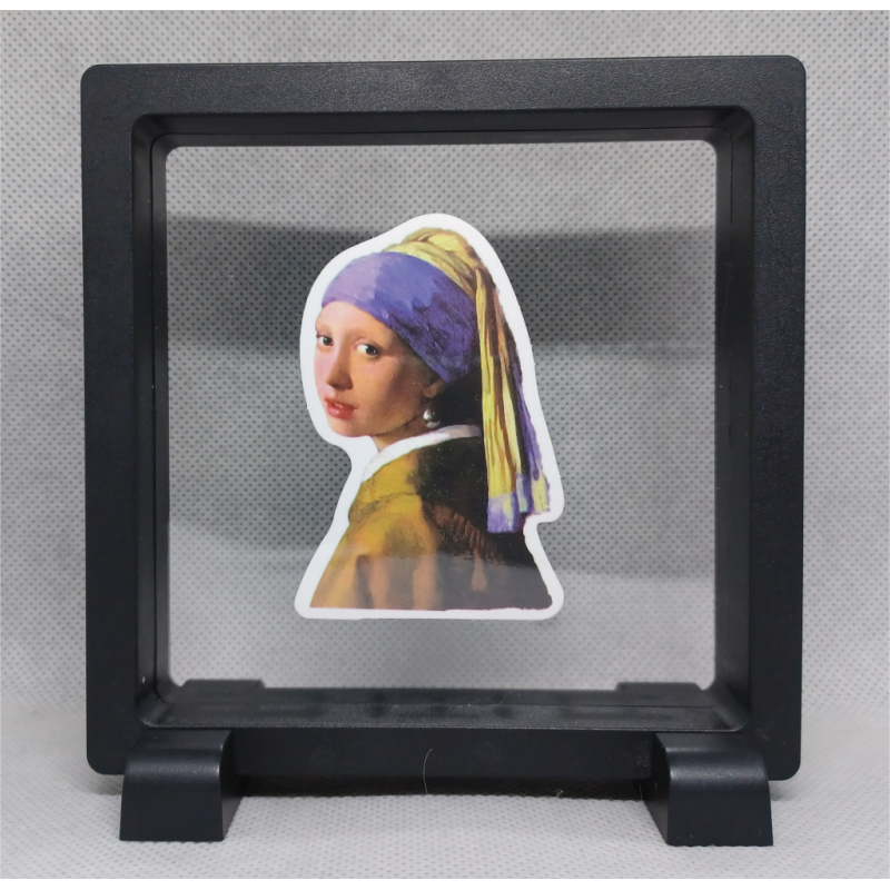 Meisje Met Parel - Vierkante Zwarte Display 11x11 met museum sticker