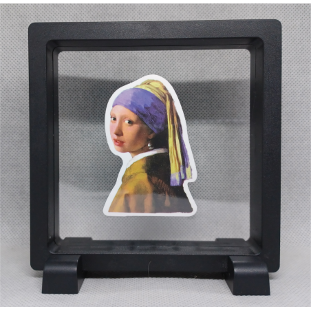 Meisje Met Parel - Vierkante Zwarte Display 11x11 met museum sticker