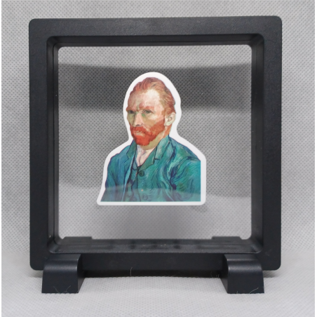 Van Gogh Portret - Vierkante Zwarte Display 11x11 met museum sticker