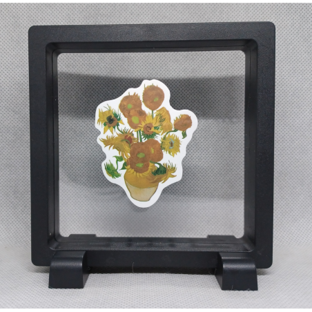 Pot Zonnebloemen - Vierkante Zwarte Display 11x11 met museum sticker