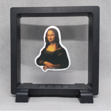 Mona Lisa - Vierkante Zwarte Display 11x11 met museum sticker