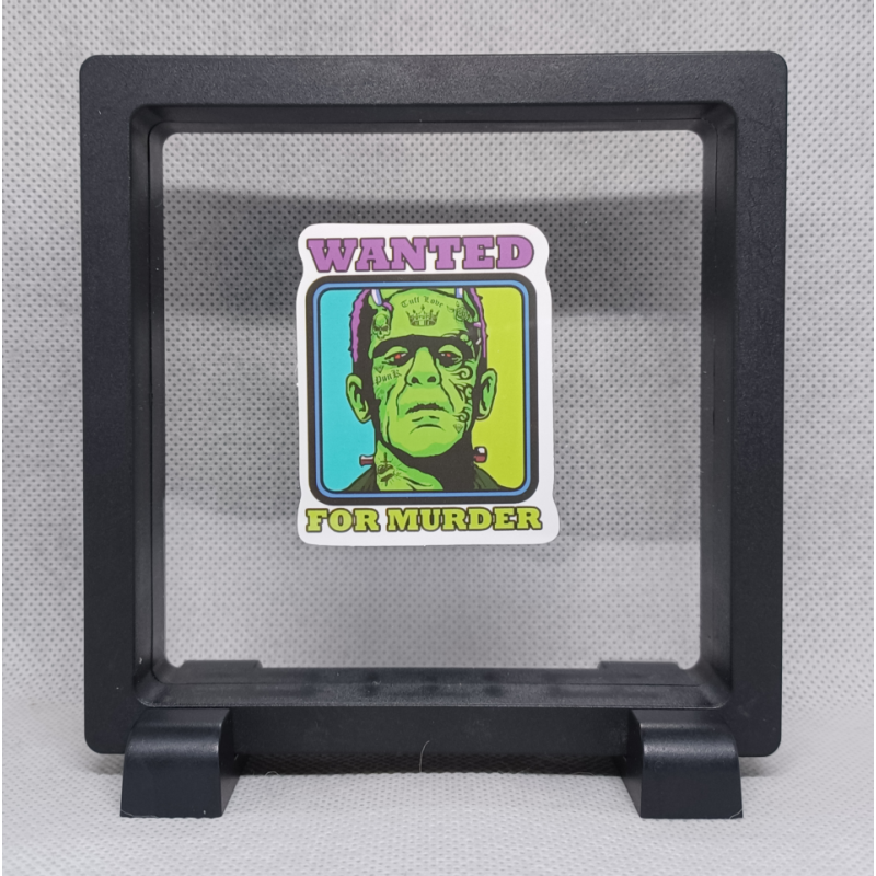 Wanted Frankenstein - Vierkante Zwarte Display 11x11 met sticker