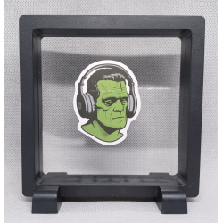 Frankenstein koptelefoon - Vierkante Zwarte Display 11x11 met sticker