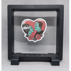 Frankenstein Love - Vierkante Zwarte Display 11x11 met sticker