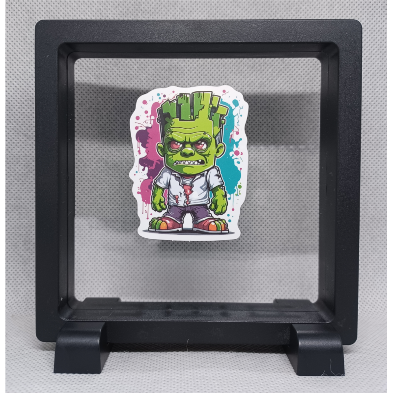 Frankenstein Jongen - Vierkante Zwarte Display 11x11 met sticker